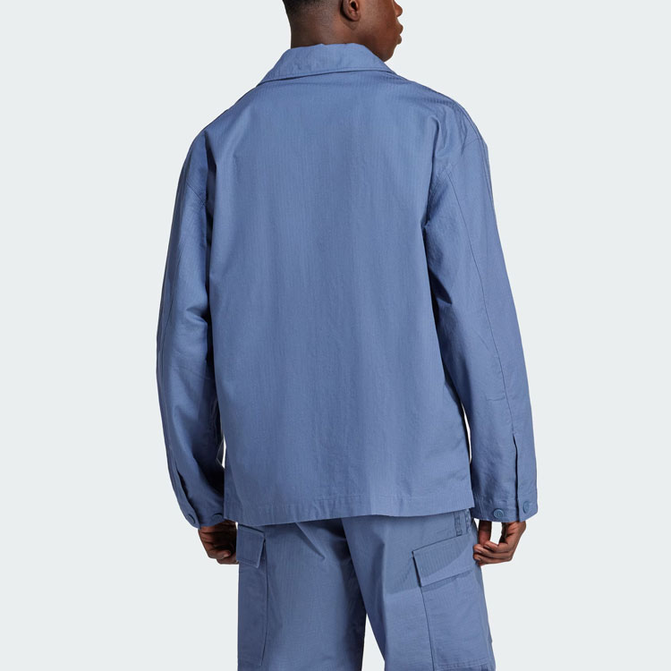 Adidas Originals Essential Premium Essentials+ Оверсайт Рубашка Мужская Серо-голубая — фото 4