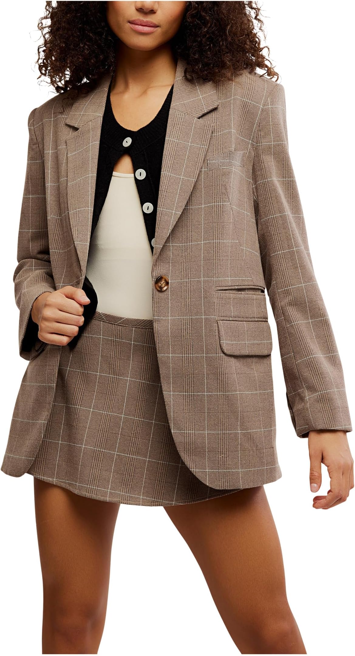 

Блейзер Free People Paper Cut Blazer Pinstrip, цвет Chocolate Combo
