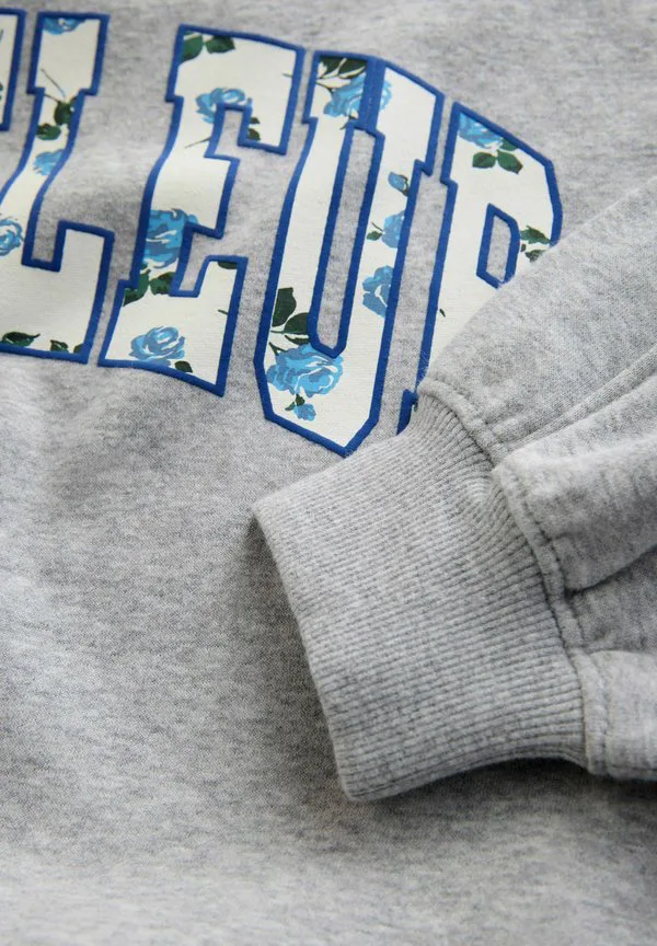 Толстовка прямого кроя с расклешенной юбкой Next, Grey Blue Floral Slogan — фото 3