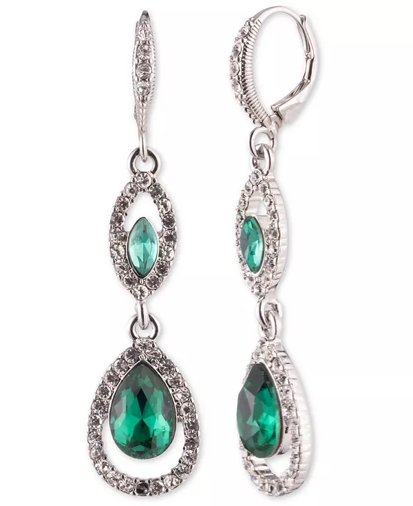 

Двойные серьги с родиевым изумрудом и серебристым оттенком Givenchy, green