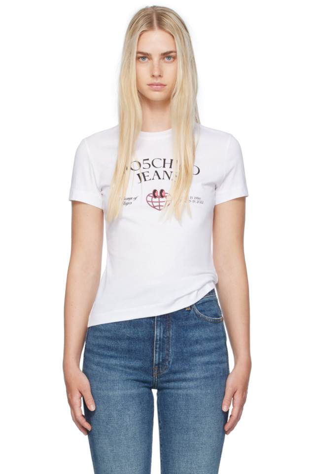 

Печатная рубашка Moschino Jeans, цвет fantasia bianco