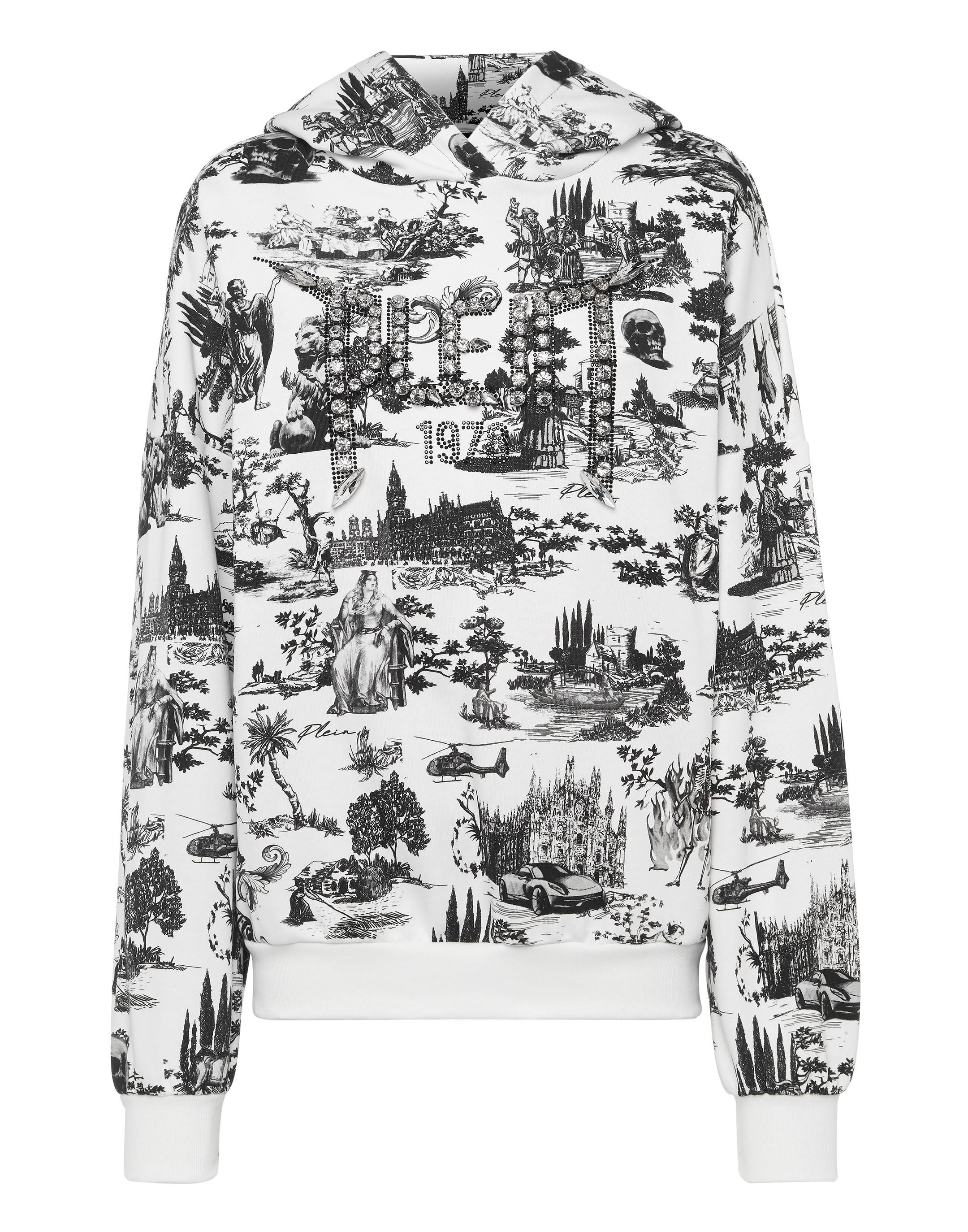 

Толстовка с капюшоном Crystal Stones En PLEIN air PHILIPP PLEIN, белый/черный