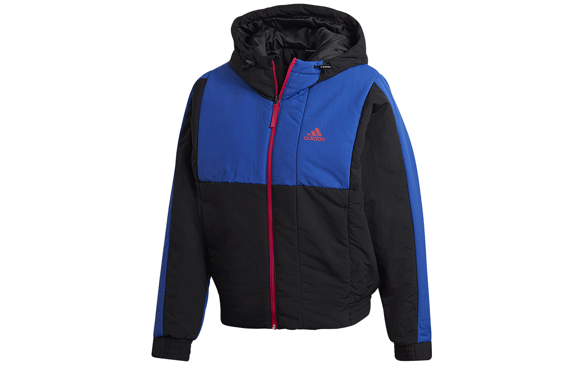 Adidas Пуховик женский черный силый разноцветный, Black Blue Multicolor — фото 2