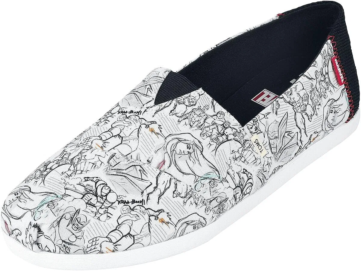 Туфли TOMS - Herren Alpargata Espadrille, Größe:, Kunstdruck Marvel Con Weiß