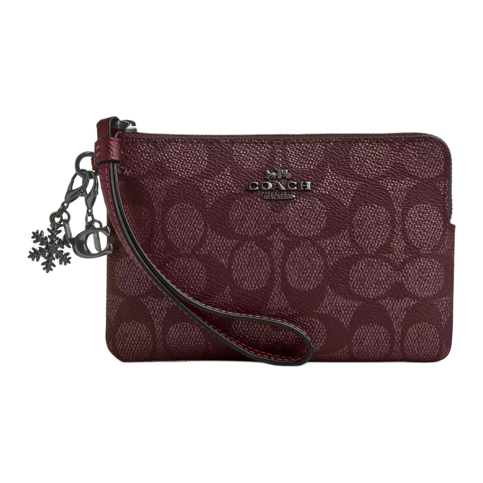 

COACH Женская клатч из текстурированной кожи небольшого размера винного цвета