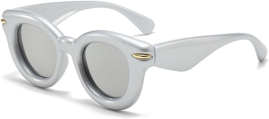 

Женские модные овальные солнцезащитные очки конфетных цветов с ретро-заклепками. Мужские модные круглые солнцезащитные очки с защитой от УФ-излучения UV400 MTZJH, Silver Mirror