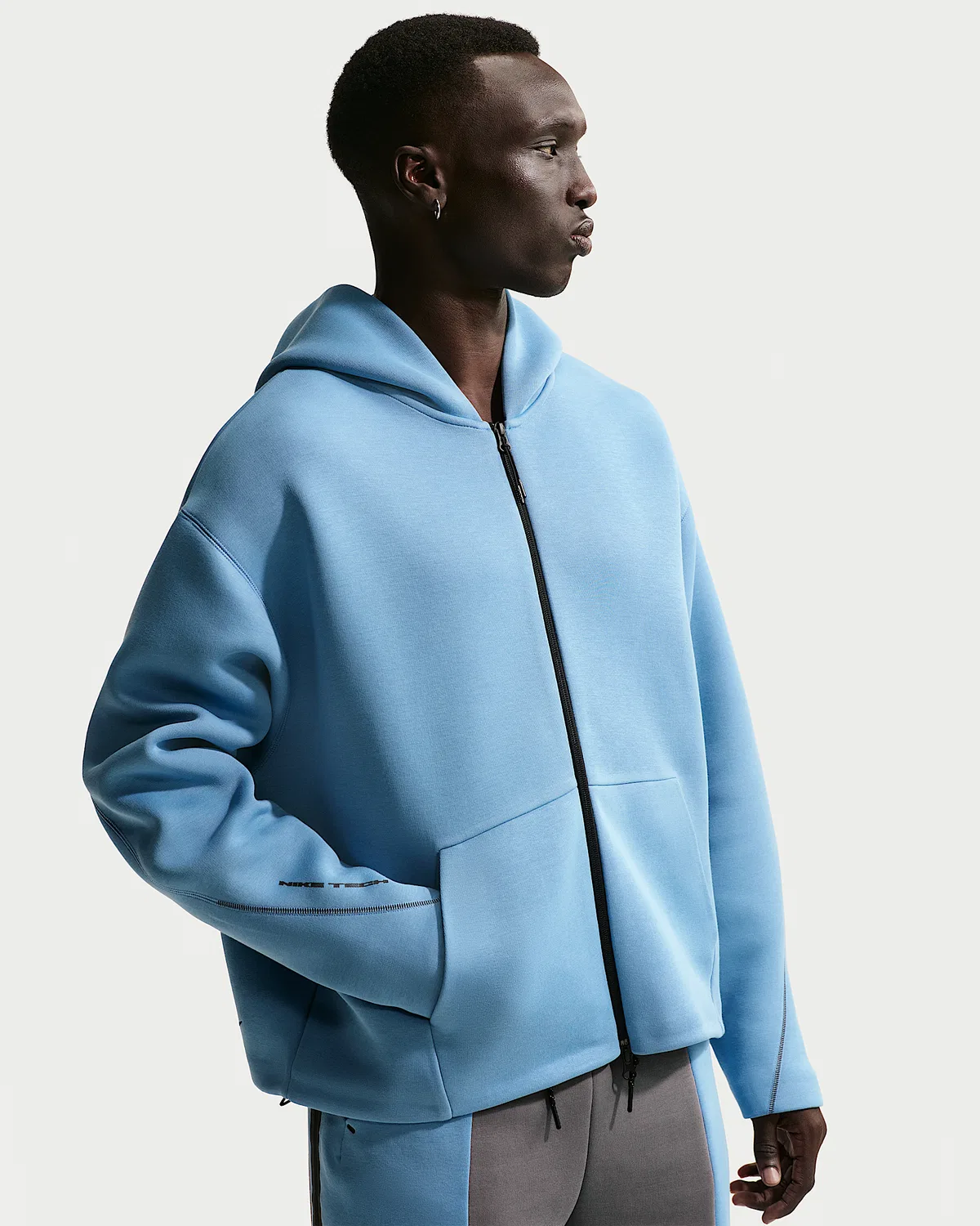 Мужская флисовая худи на молнии Nike Tech, Work Blue/Black