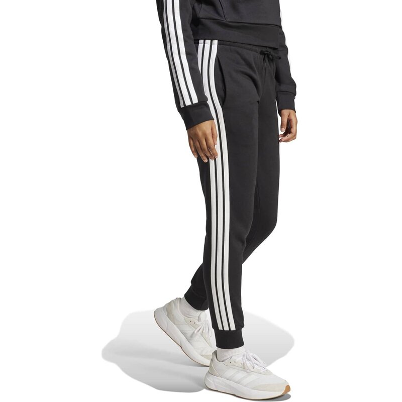 Узкие флисовые брюки Essentials с тремя полосками Adidas, черный — фото 4