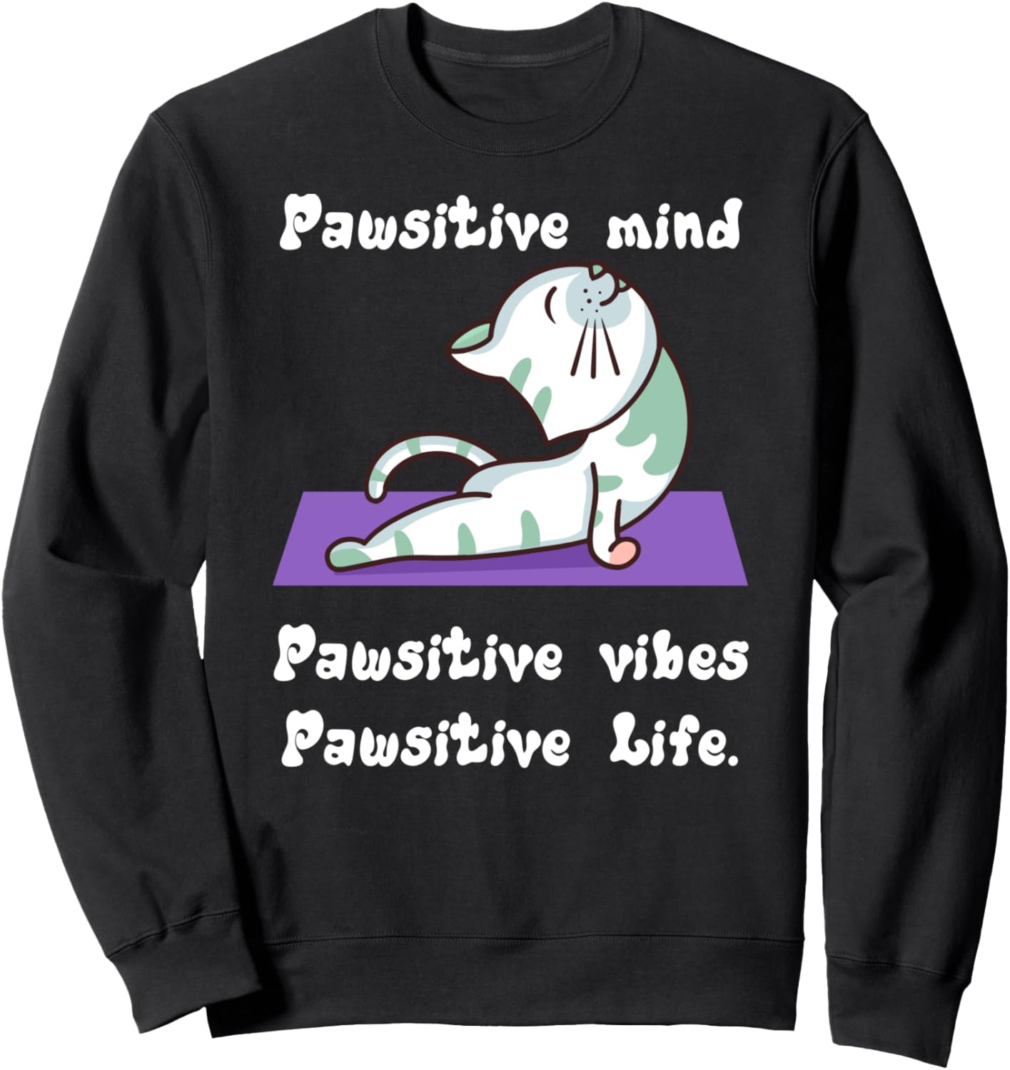 

Позитивный настрой, позитивная атмосфера, крутая йога, забавная толстовка с котом и шутками Cat Doing Yoga Design Co., черный
