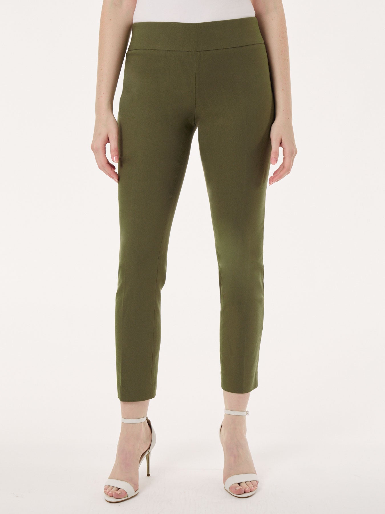 

Твердые эластичные брюки прямого покроя Jones New York, цвет jasper green