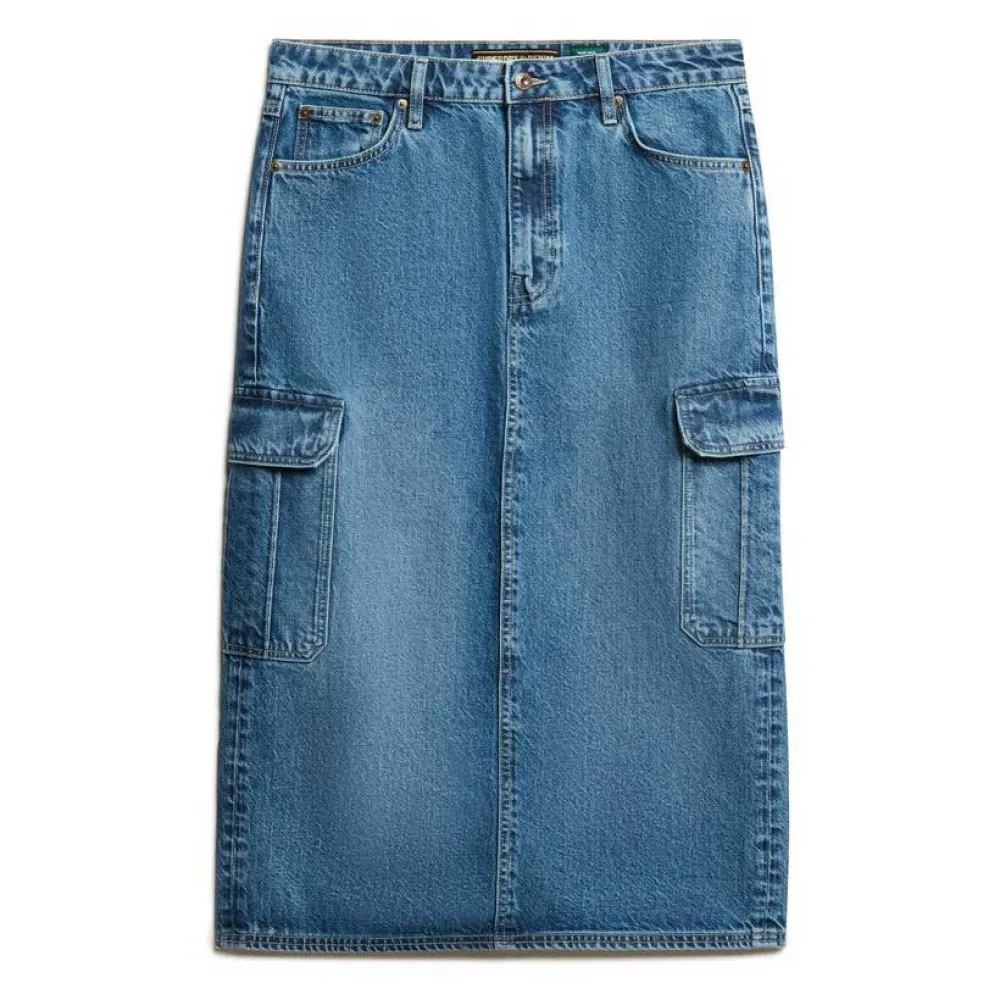

Юбка Superdry Denim Cargo Pocket Midi, синий
