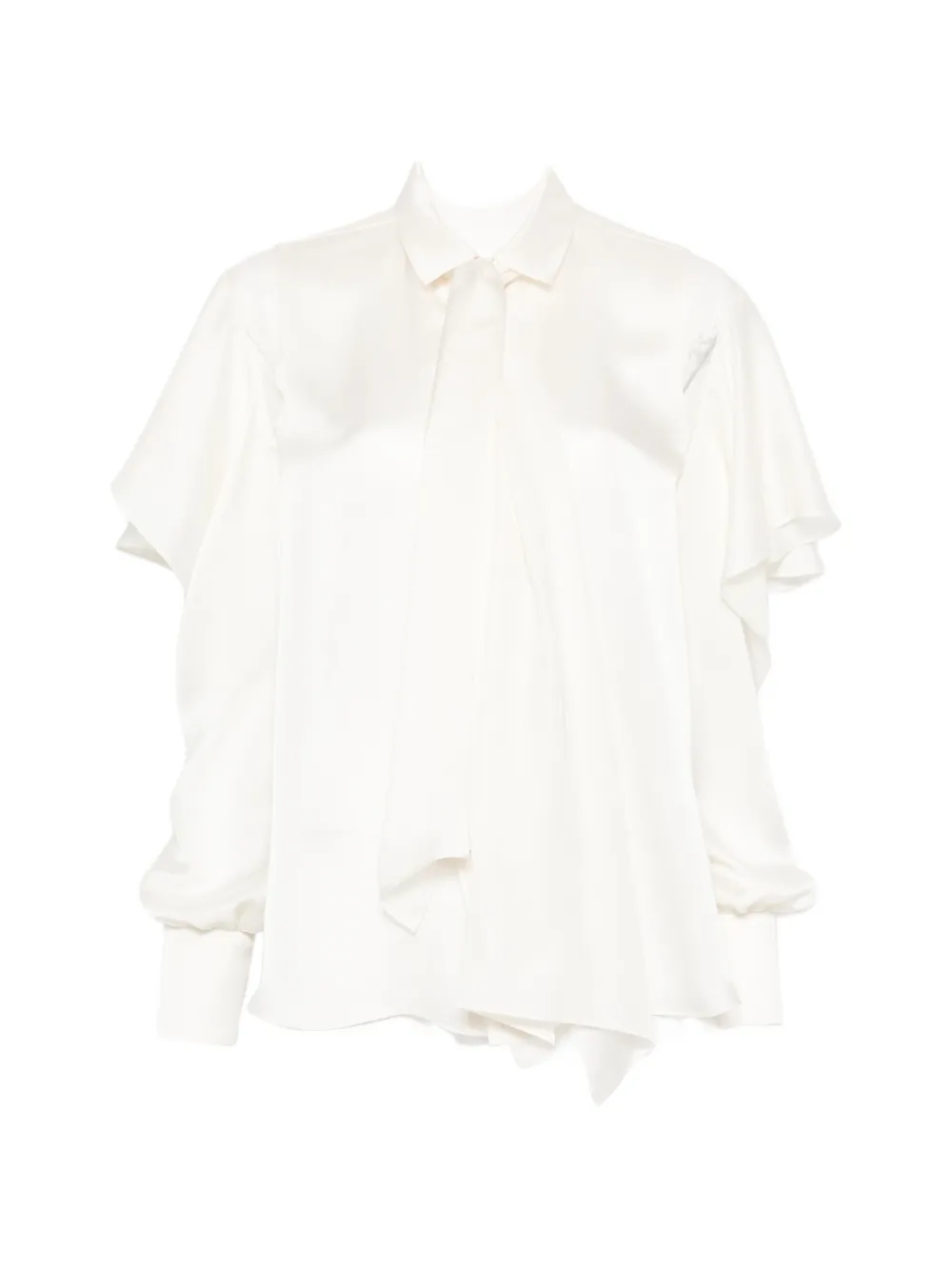 

Блузка с бантом на воротнике Sacai, бежевый