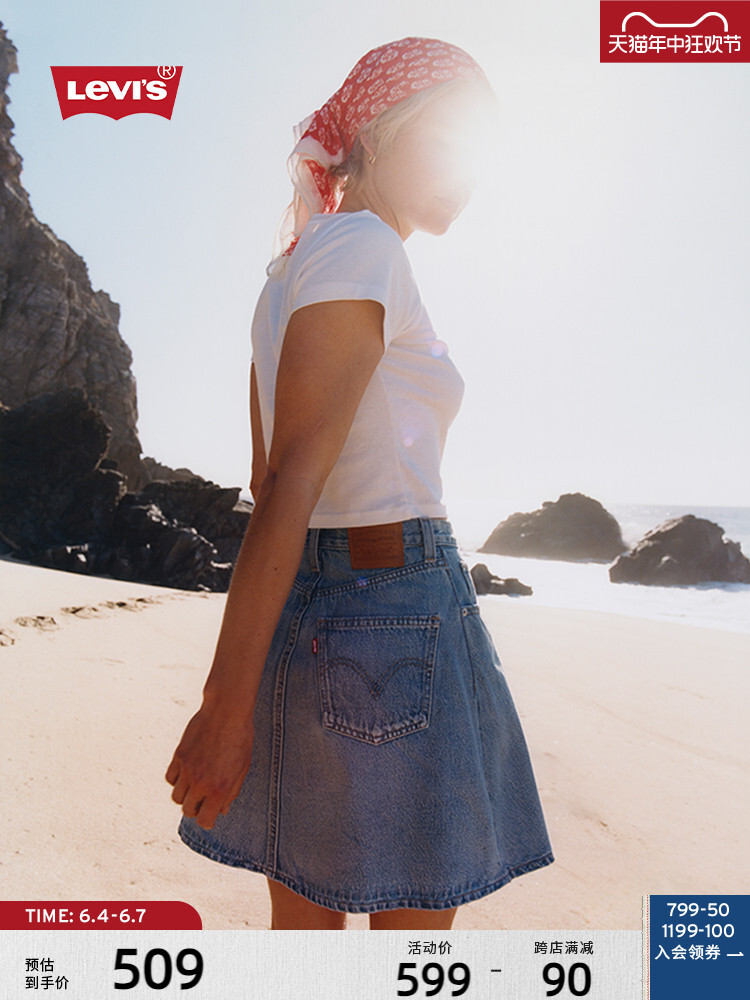

Юбка джинсовая Levi's летняя, синий