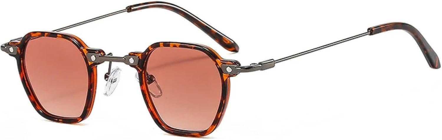 

Популярные модные маленькие женские солнцезащитные очки в стиле ретро-панк, конфетные оттенки, защита от УФ-излучения UV400, мужские градиентные TVTBBVV, Leopard Tea Gradient