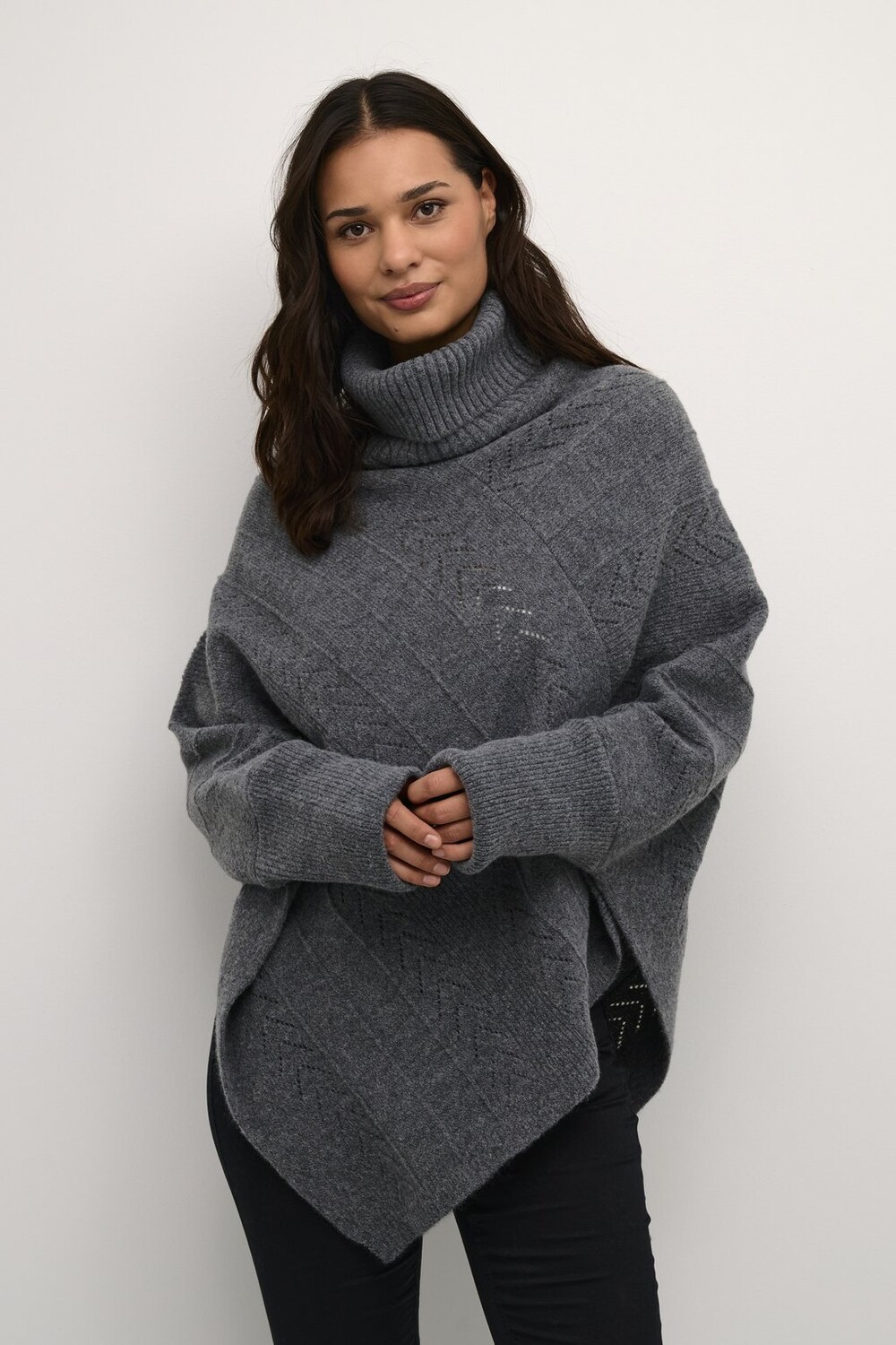 

Накидка Holiday Poncho Cream, цвет asphalt melange