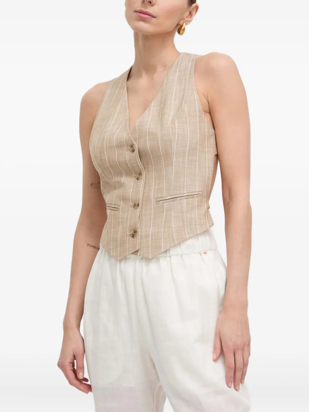 

Жилет без рукавов в полоску BOSS, нейтральный