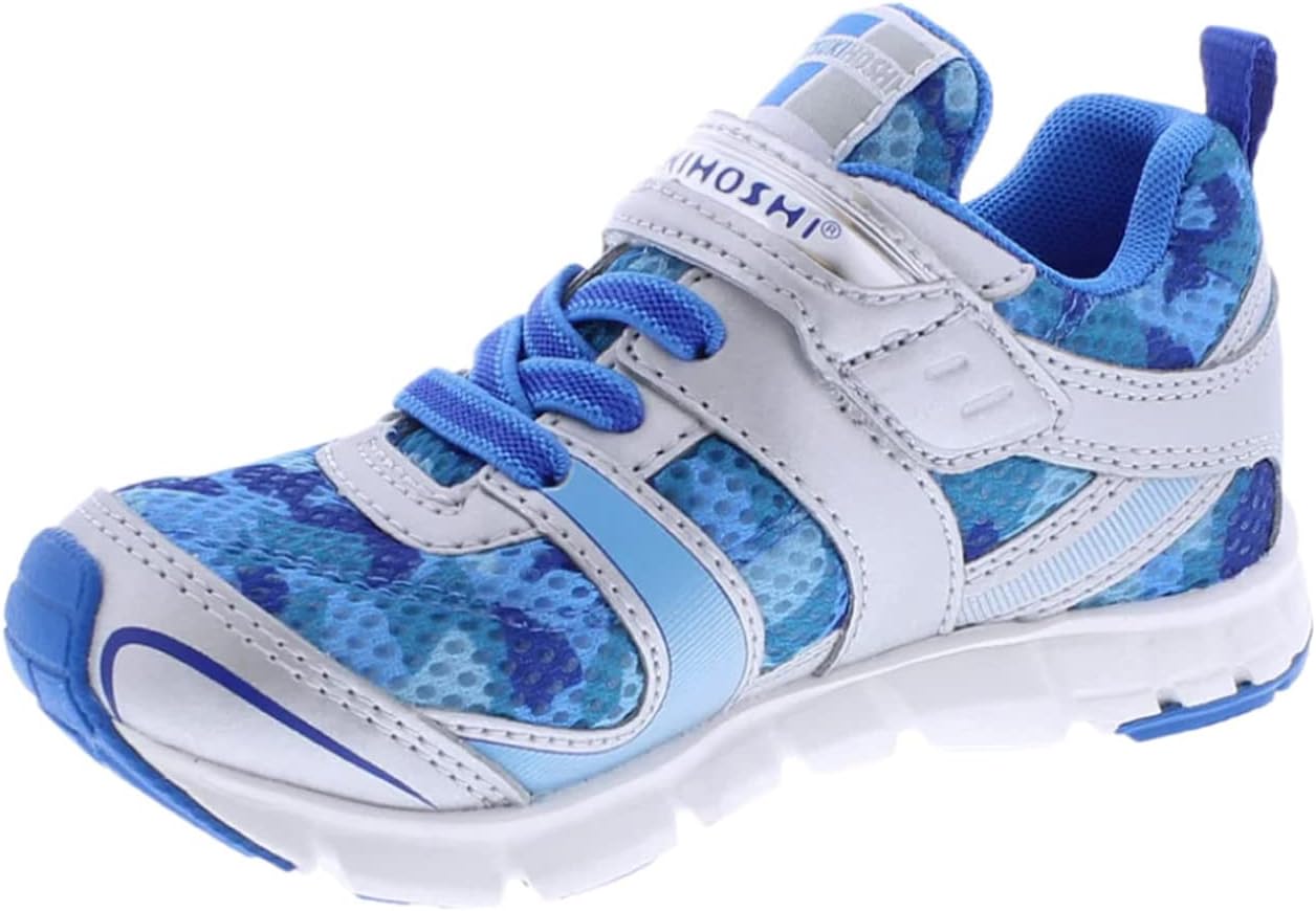 

Детские кроссовки TSUKIHOSHI Velocity - обувь для детей от 1 до 8 лет с застежкой-ремешком, пригодная для машинной стирки, с широким носком и нескользящей подошвой, Silver/Camo