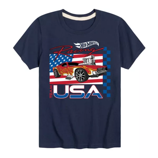 

Футболка с рисунком «американа» для мальчиков 8-20 лет Hot Wheels, синий