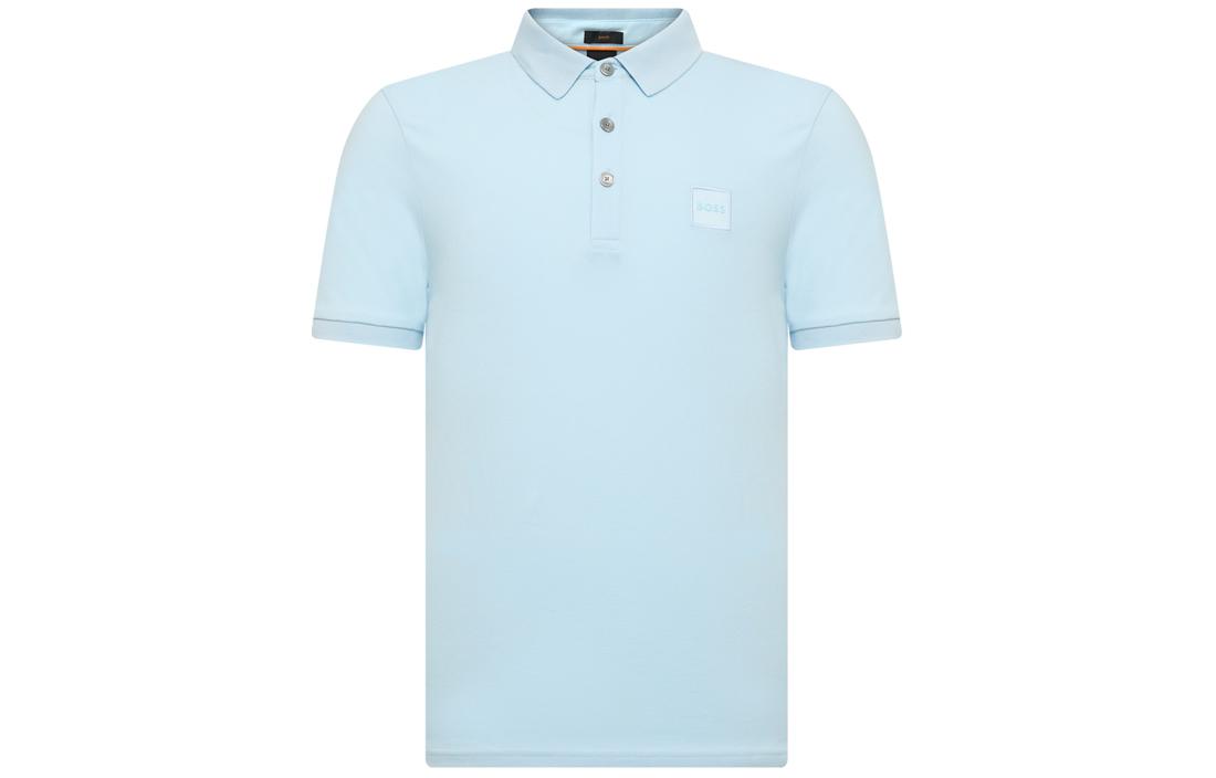 

HUGO BOSS Рубашка-поло мужская светло-синяя