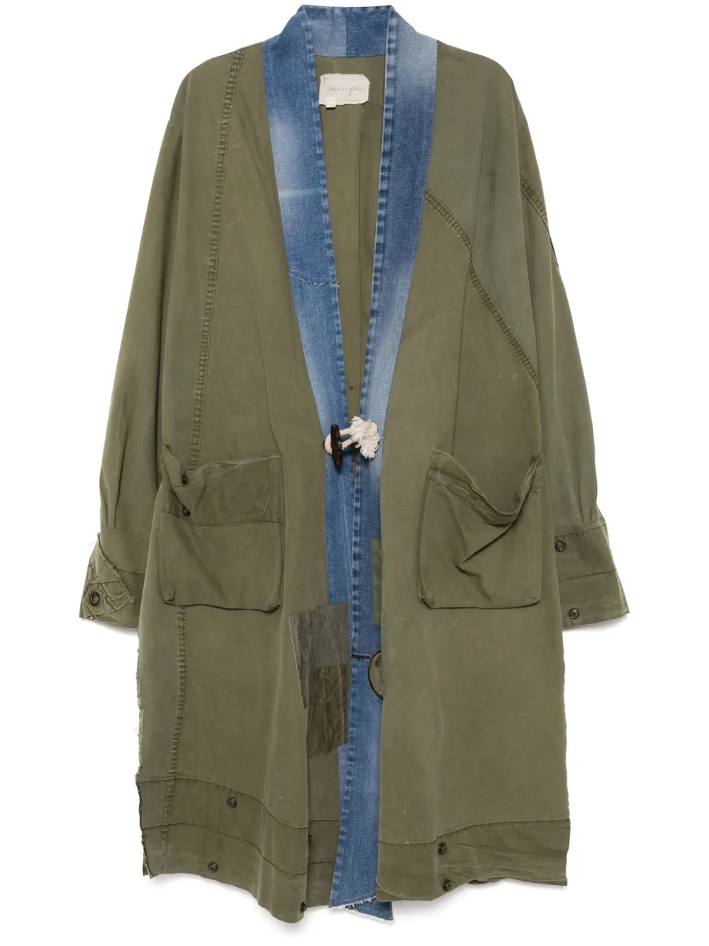 

Пальто со вставками Greg Lauren, зеленый