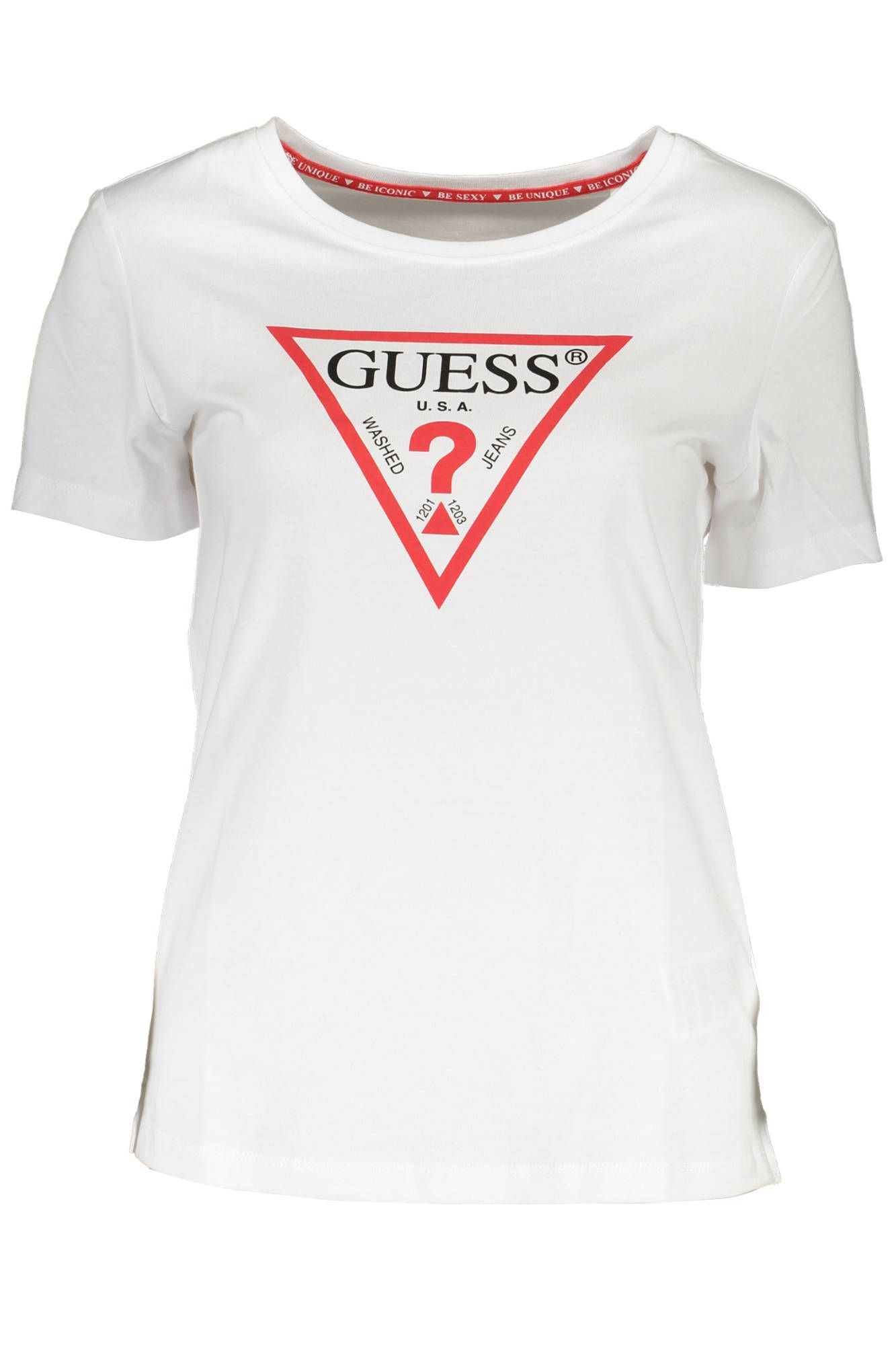 

Белая хлопковая женская футболка Guess Shoes