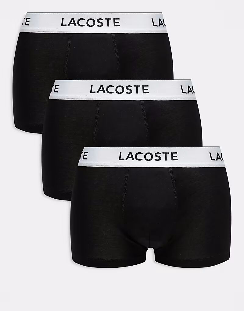 

Комплект из 3 трусов-боксеров Lacoste черного цвета с белыми поясами