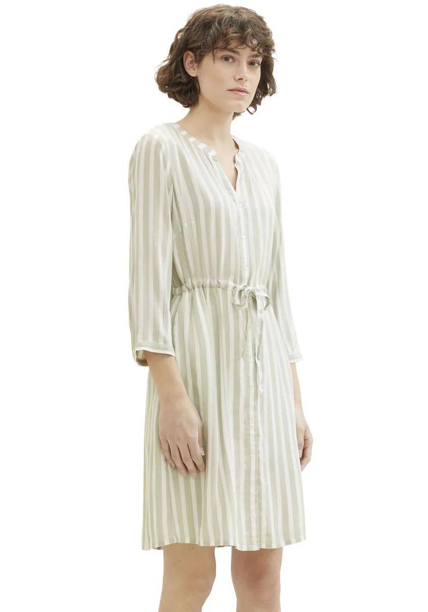 

Платье-рубашка TOM TAILOR со шнуровкой, цвет Green Offwhite Stripe