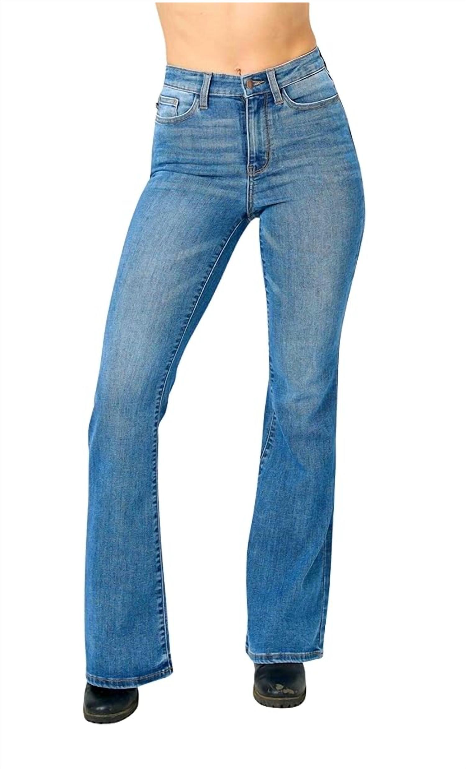 

Джинсы Classic Flare с высокой талией, средне-синего цвета Judy Blue