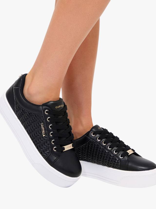 Кроссовки на шнуровке с ткаными вставками из сардинии Carvela, черный — фото 2