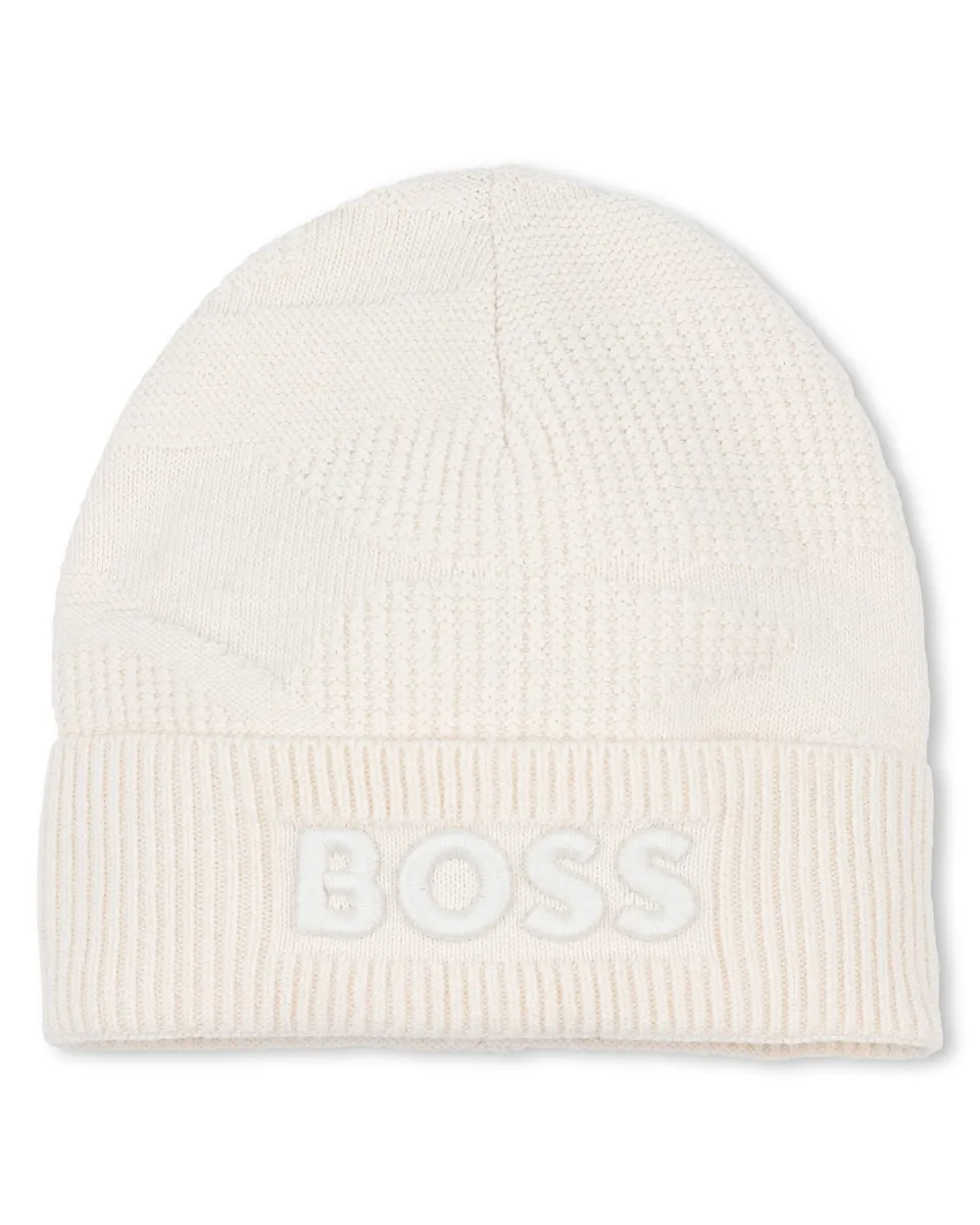 

Натуральная детская шапочка из хлопка BOSS Kidswear, бежевый