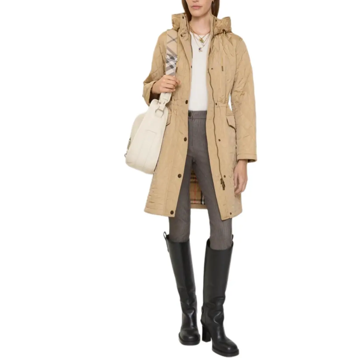 Куртка-пуховик Burberry FW25 женская, бежевый — фото 3