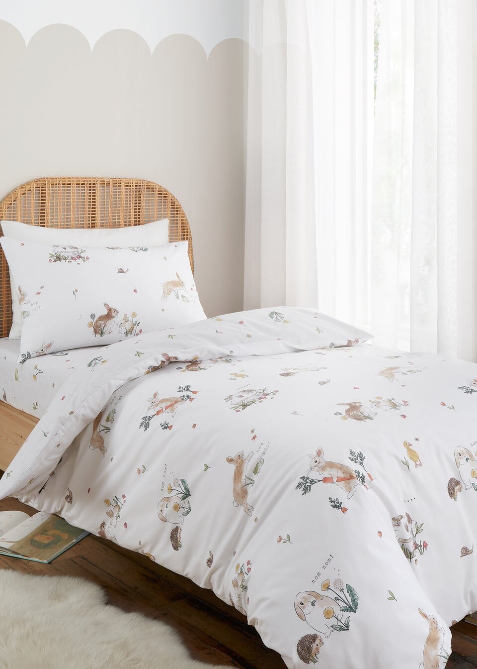 

Bianca Fine Linens Комплект хлопкового пододеяльника Bunny Rabbit Friends, белый
