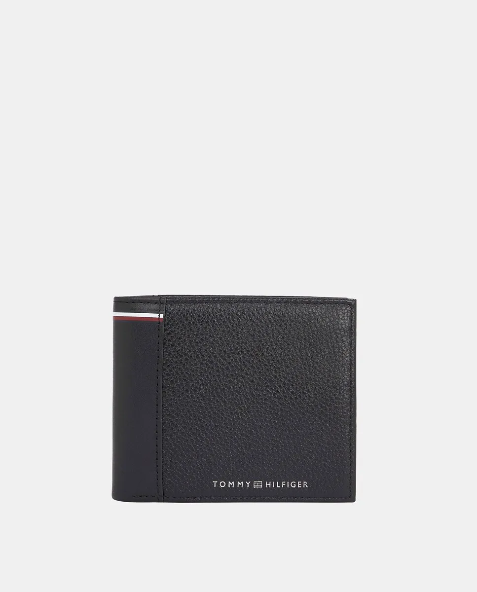 

Кожаный кошелек с фирменной отделкой Tommy Hilfiger, черный