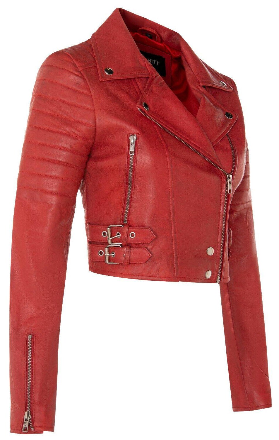 Укороченная кожаная косуха Brando-Дамаск Infinity Leather, красный — фото 2