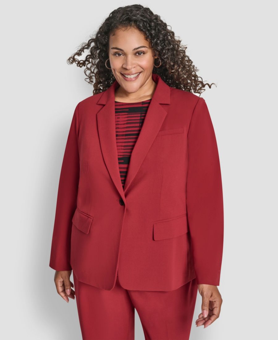 

Блейзер с длинными рукавами и воротником-стойкой больших размеров DKNY, Merlot