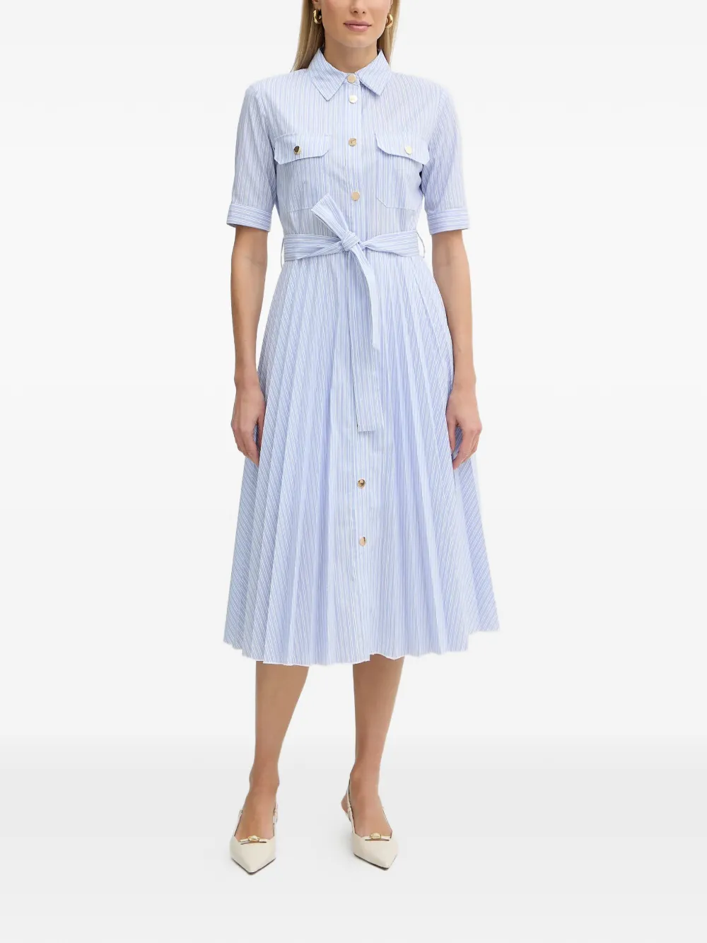 

Полосатое миди-платье с поясом Fracomina, синий