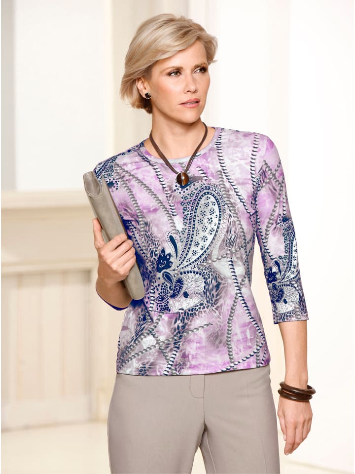 

Рубашка с рукавами 3/4 в розово-синем узоре WITT WEIDEN