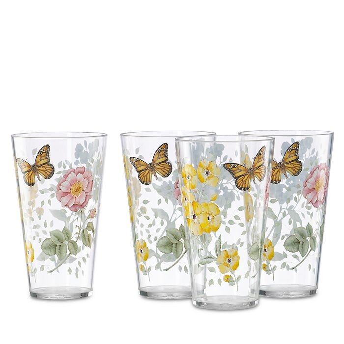 

Lenox Butterfly Meadow акриловые бокалы для бокалов, набор из 4 шт, белый