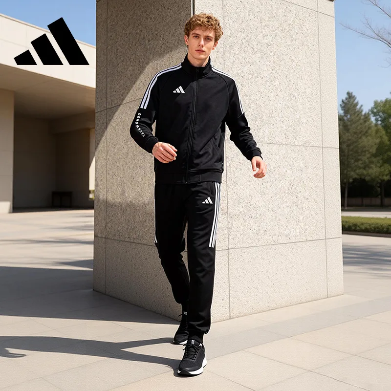 Повседневная спортивная одежда унисекс Adidas, Set (Black White Stand Collar Top+Black and White Flared Pants) — фото 4