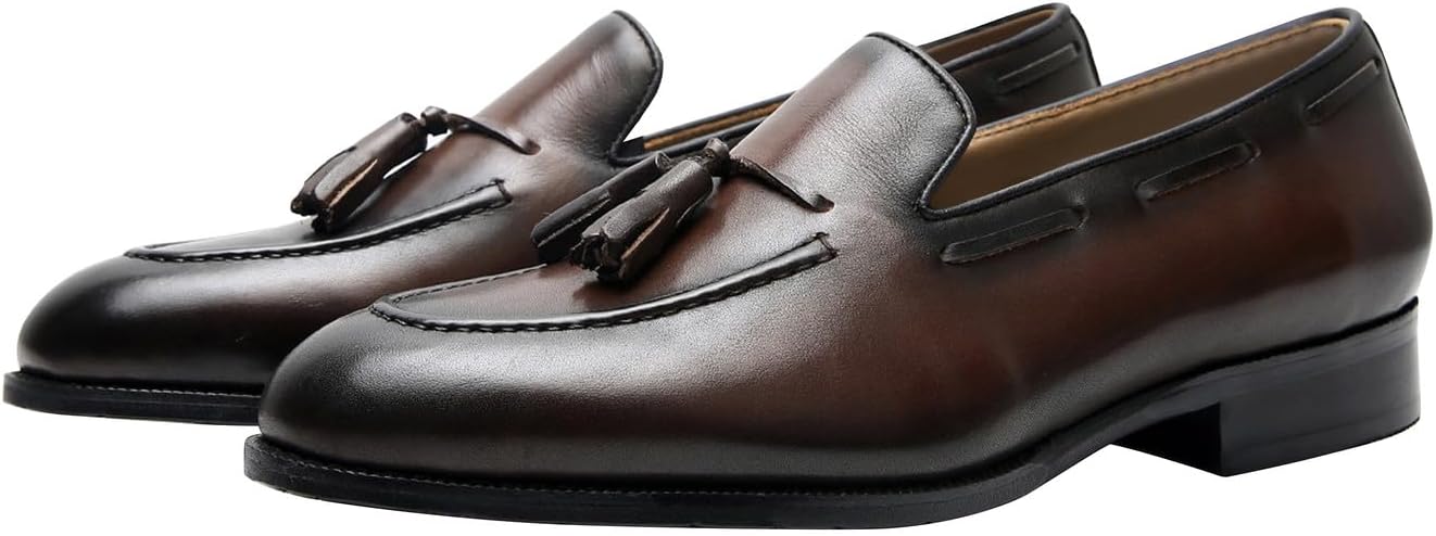 

Мужские туфли слипоны, повседневные лоферы с кисточками, из натуральной кожи, модные мокасины, современные свадебные туфли, лоферы с монетницей, деловые туфли под костюм, смокинговые туфли для мужчин Santimon, коричневый