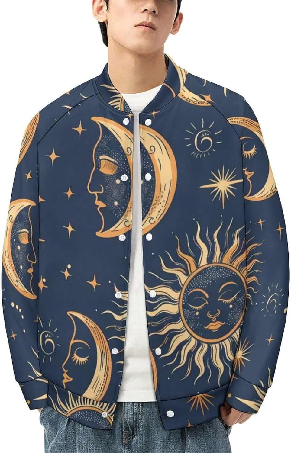 Куртка-бомбер Moon Sun Stars Night Sky для мужчин, легкая бейсбольная куртка-варенка Generic, Style — фото 3