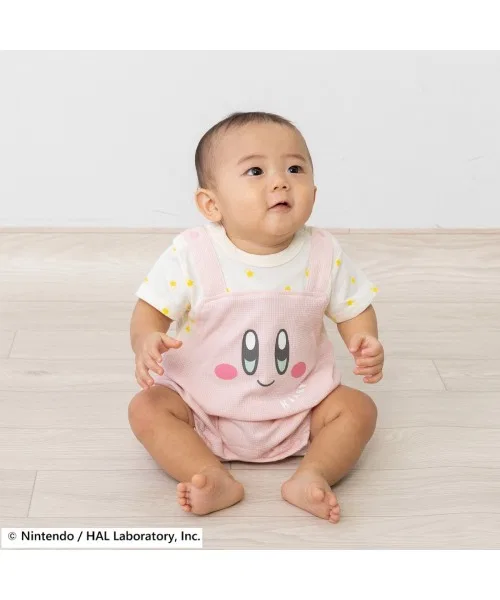 Комбинезон с короткими рукавами Kirby, выполненный в стиле рабочего комбинезона, с изображением большого лица. — фото 4