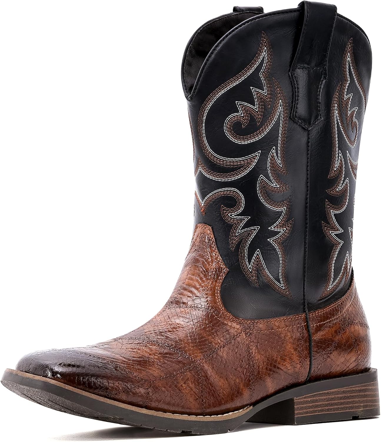 

Мужские ковбойские сапоги IUV с квадратным носком, западного стиля, прочные классические вышитые сапоги, на молнии, стойкие к скольжению, initial