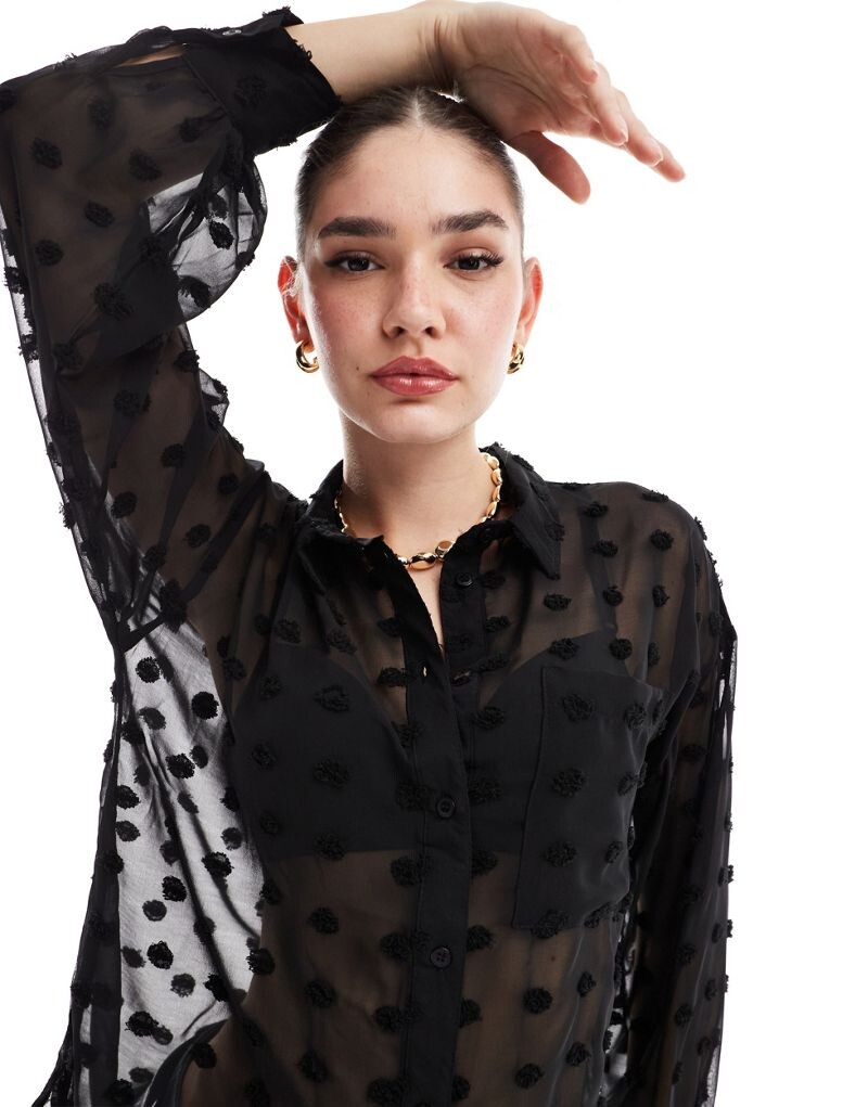 

Черная текстурная рубашка оверсайз ASOS DESIGN
