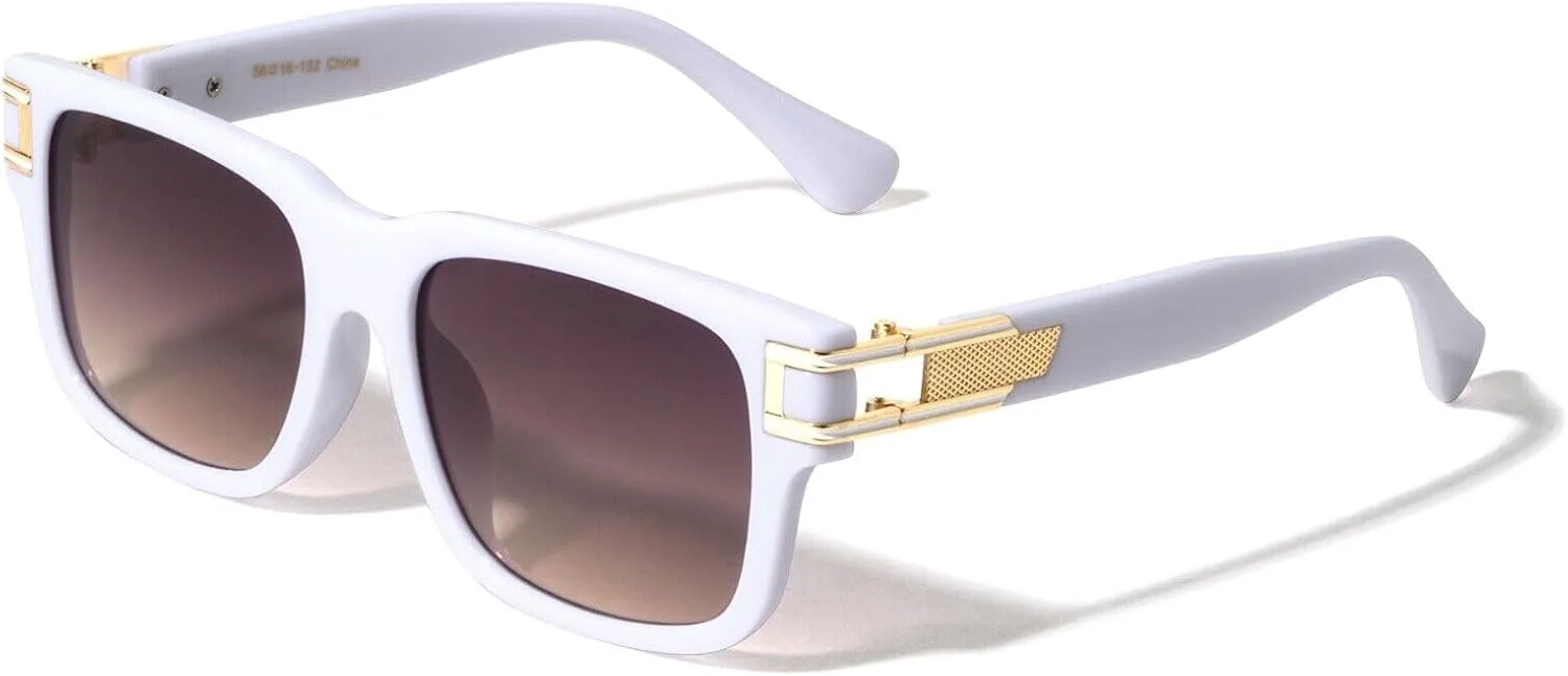 

Спортивные солнцезащитные очки-авиаторы Dweebzilla Gazelle Emperor Classic Square из пластика и металла, Glossy White & Gold Frame - Brown Gradient Lenses