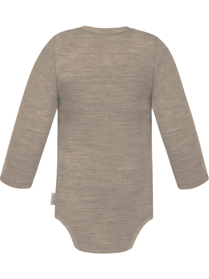 Normani Outdoor Sports Комплект из 3 детских боди с длинными рукавами из мериносовой шерсти "Туай" в бежево-серо-розовой расцветке — фото 4