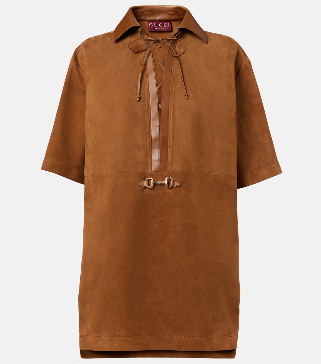 

Мини-платье из замши с отделкой из кожи Horsebit Gucci, Cuir