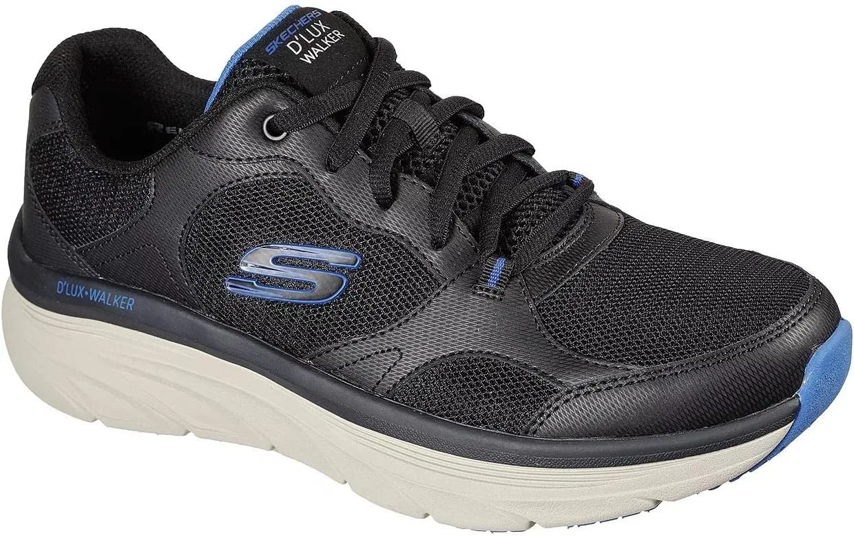 Мужские походные ботинки Skechers DLUX Walker - Mainstream - 232260WW на шнуровке, размер 4E, Black — фото 2