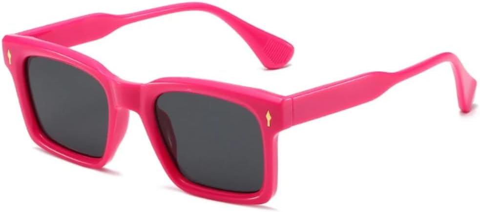 

Модные мужские солнцезащитные очки с квадратными заклепками, конфетного цвета, с защитой от УФ-излучения UV400, модные женские очки с прозрачными линзами UATXTAU, Rose Pink Gray