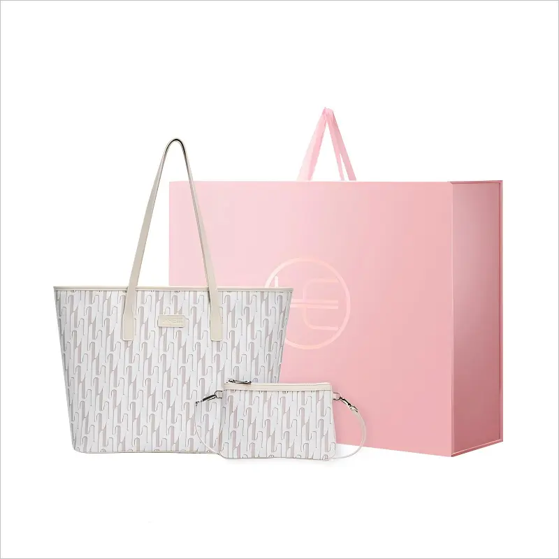 

HE BAO BAO Экологичная сумка из веганской кожи, [Medium]Wave Beige Umber Gift Box Set (Holds Up to 13 Inches Computers)